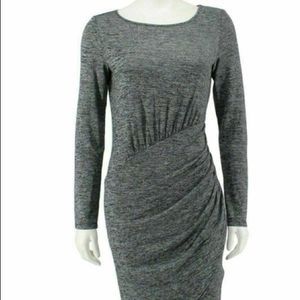 Adrianna Papell Gray Jersey Matte Knit Ruching Short Casual Dress size Small